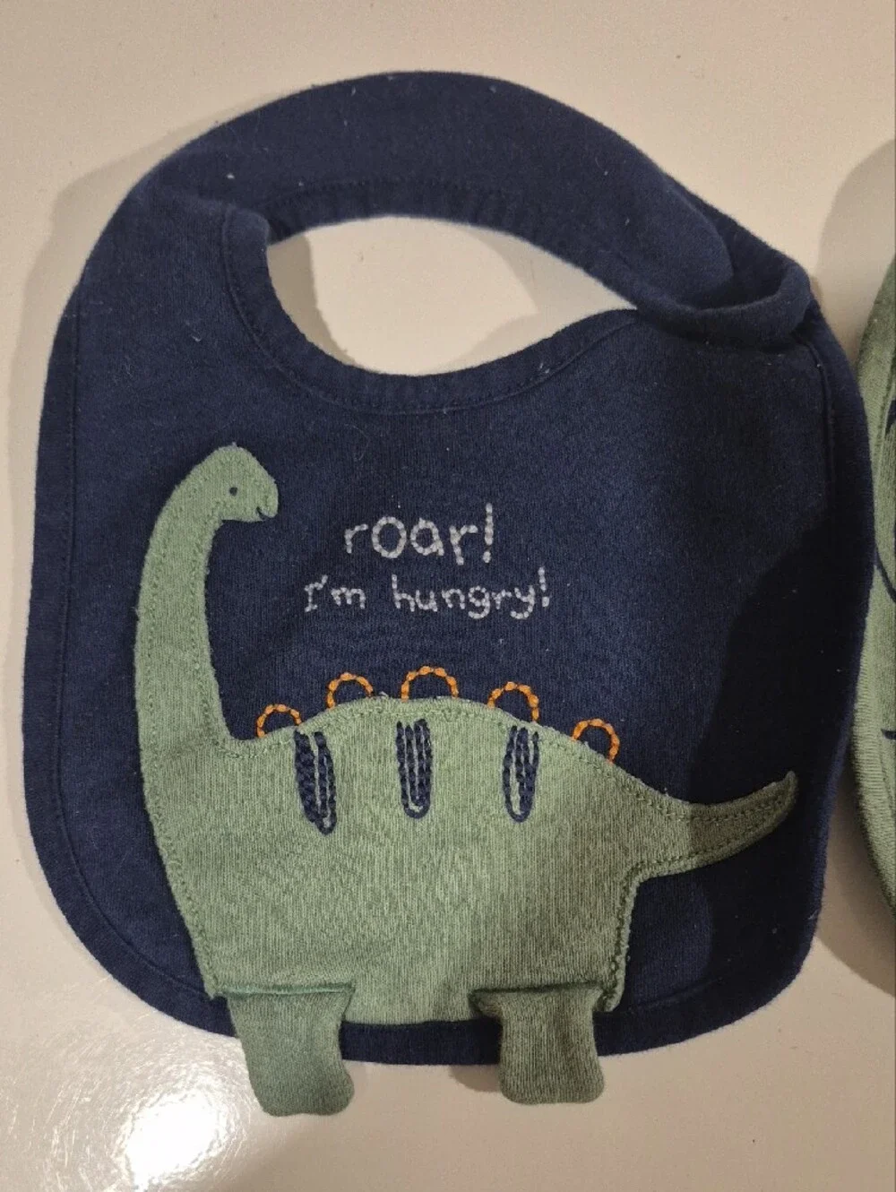 Two-Pack Baby Bibs in Green Dinosaur Print and Navy